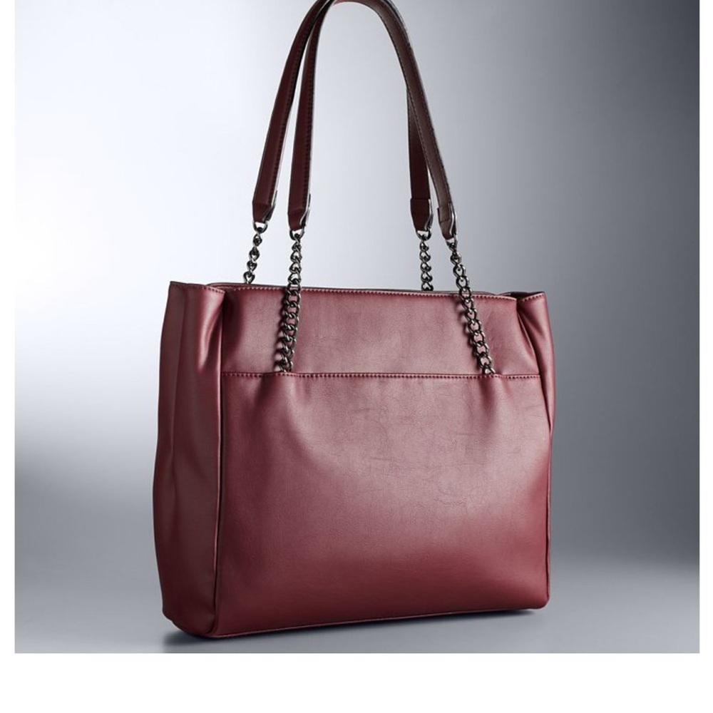 Simply Vera Vera Wang Burgundy Quilted Shoulder Bag